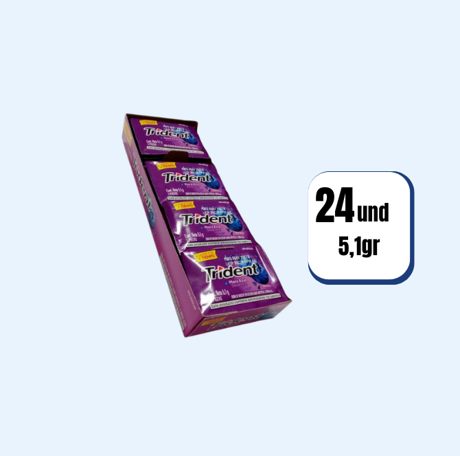 Chicle Dulce Trident 3 Pastillas Mora Azul 24 Und