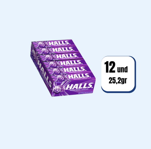 Halls Barra Mora Azul 9 Pastillas 12 Und