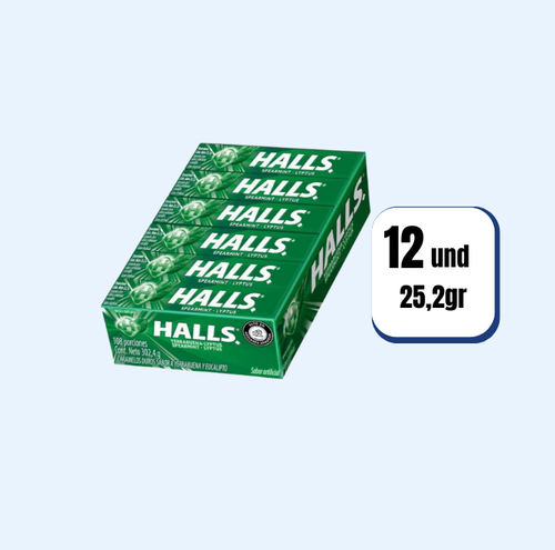 Halls Barra Yerbabuena 9 Pastillas 12 Und