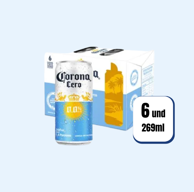 Cerveza Corona Cero Lata 269ml 6 Und