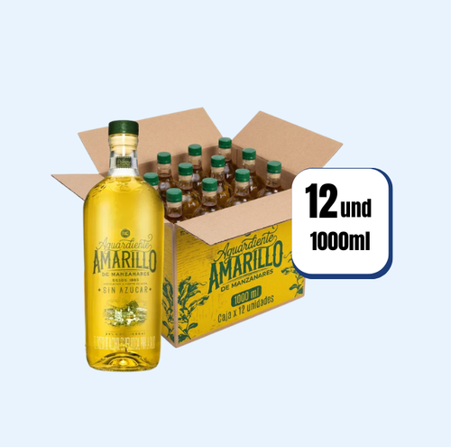 Aguardiente Amarillo de Manzanares Litro 1000ml 12 Und