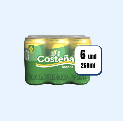 Cerveza Costeña Bacana Lata 269ml 6 Und