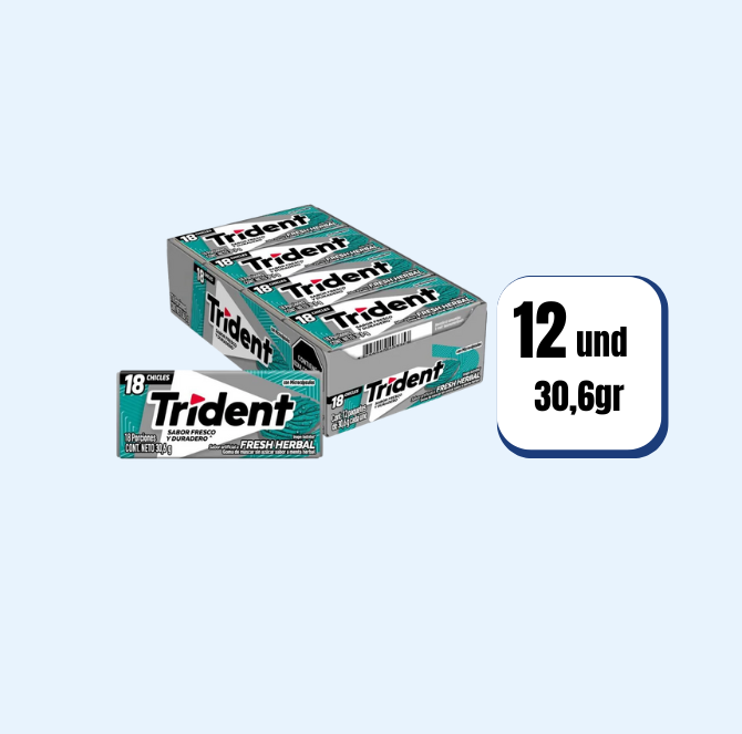 Chicle Trident 18 Pastillas Fresh Herbal 12 Und