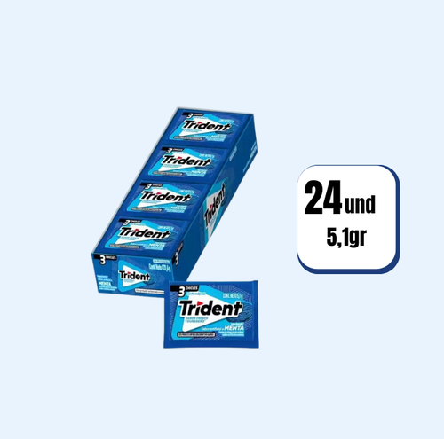 Chicle Dulce Trident 3 Pastillas Menta 24 Und