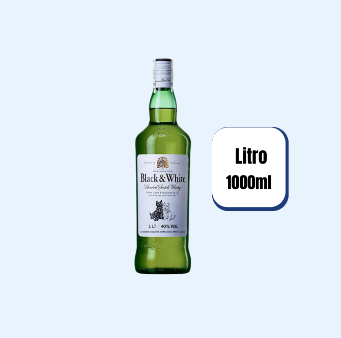 Whisky Black And White Blended Litro 1000ml