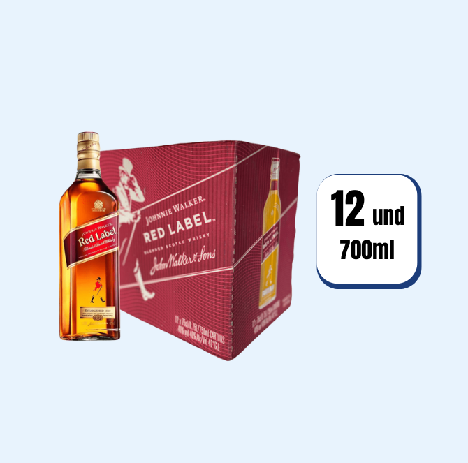 Whisky Johnnie Walker Red Label Blended Botella 700ml 12 Und