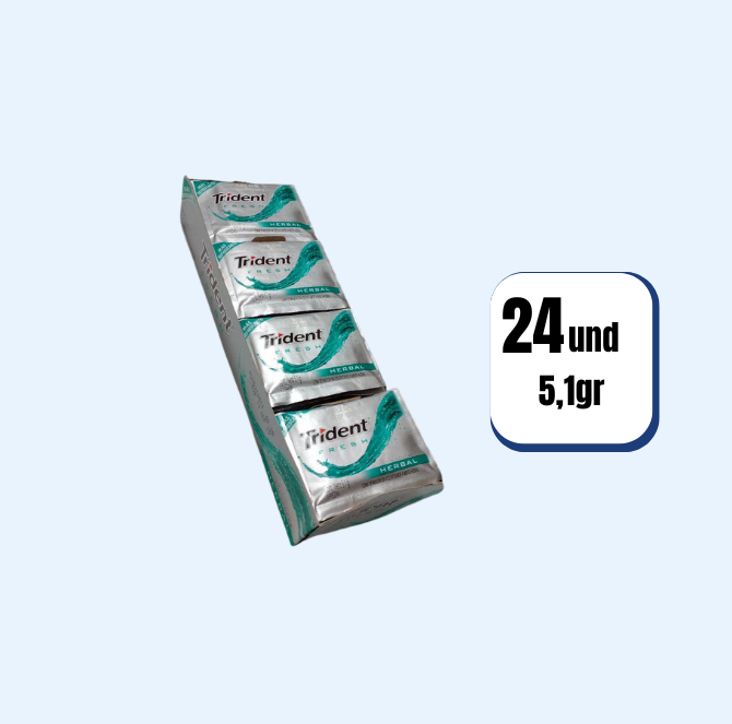 Chicle Dulce Trident 3 Pastillas Herbal 24 Und