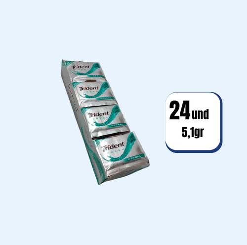 Chicle Dulce Trident 3 Pastillas Herbal 24 Und