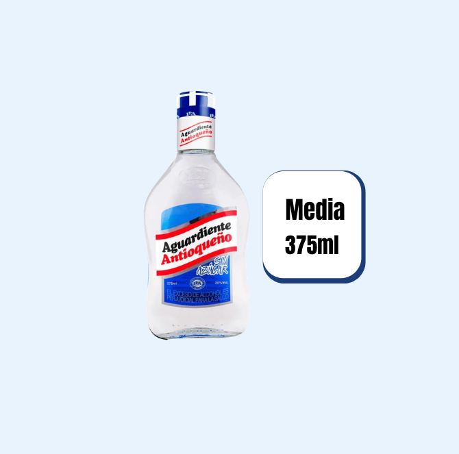 Aguardiente Antioqueño Tapa Azul Media 375ml
