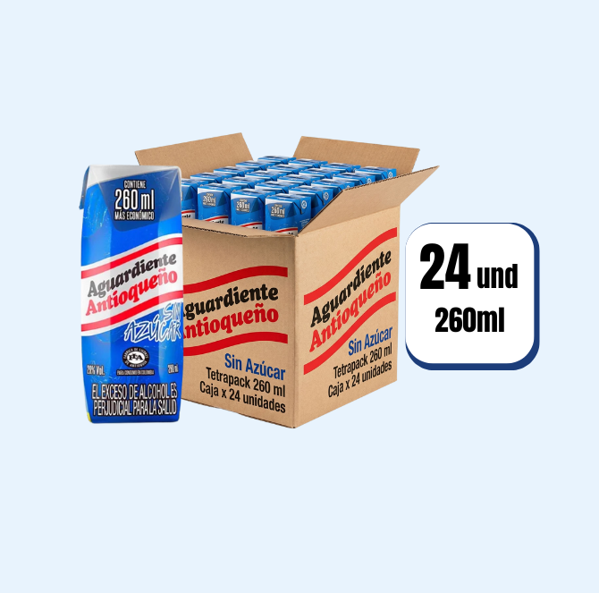 Aguardiente Antioqueño Azul Tetrapack 260ml 24 Und