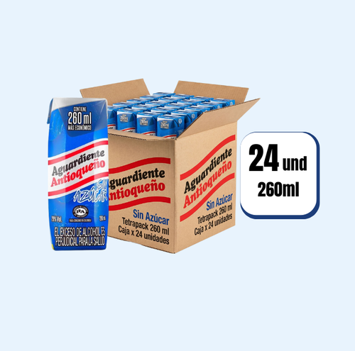 Aguardiente Antioqueño Azul Tetrapack 260ml 24 Und