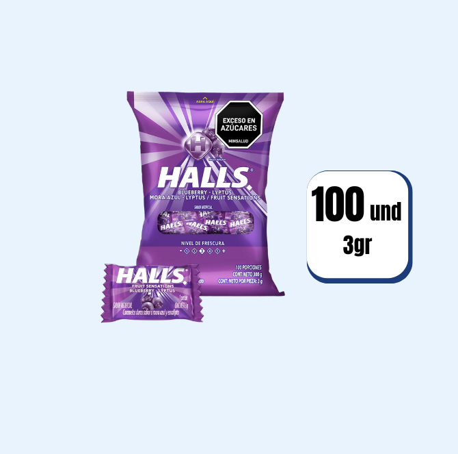 Halls Bolsa Mora Azul 100 Und