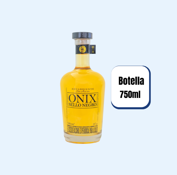 Aguardiente Onix Sello Negro Amarillo Botella 750ml