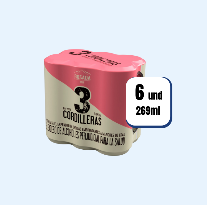 Cerveza 3 Cordilleras Rosada Lata 269ml 6 Und