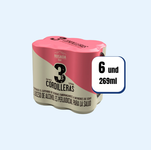 Cerveza 3 Cordilleras Rosada Lata 269ml 6 Und
