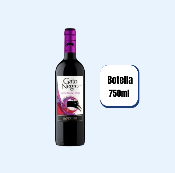 Vino Gato Negro Tinto Semi Sweet Botella 750ml