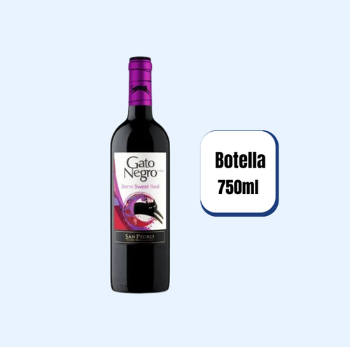Vino Gato Negro Tinto Semi Sweet Botella 750ml