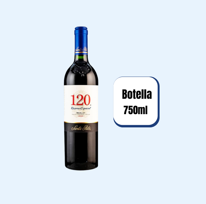Vino Tinto Santa Rita 120 Merlot Botella 750ml