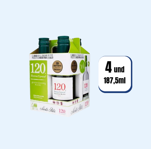 Vino Blanco Santa Rita 120 Cabernet Blanc Botella 187.5ml 4 Und