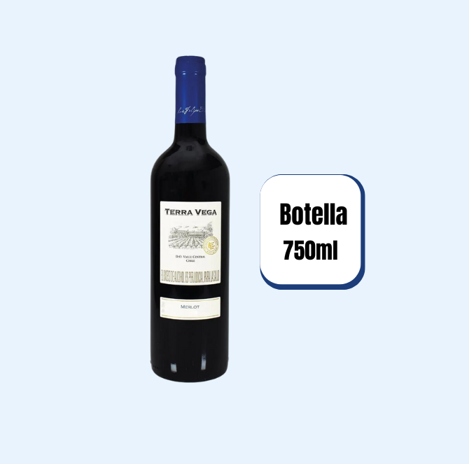 Vino Tinto Terra Vega Merlot Botella 750ml