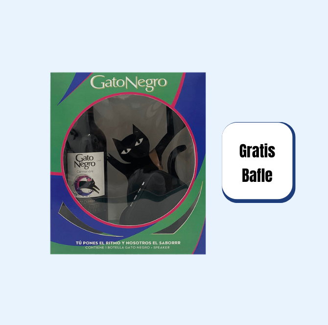 Vino Tinto Gato Negro Y Bafle (Estuche)