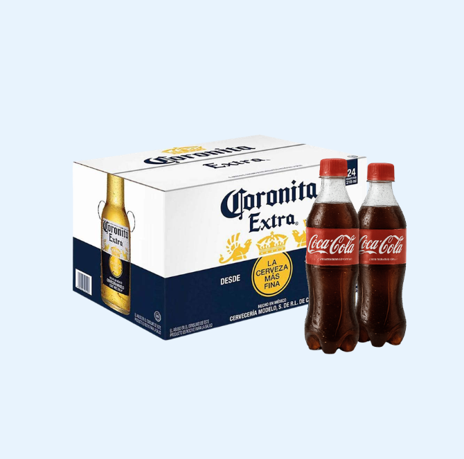 Promo lleva GRATIS 2 Coca Cola Pet 400ml por la compra de cada bandeja Cerveza Coronita Extra Botella 210ml 24 Und