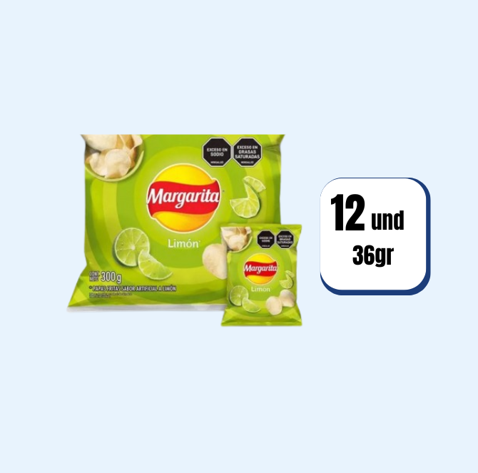 Papas Margarita Limón 36gr 12 Und